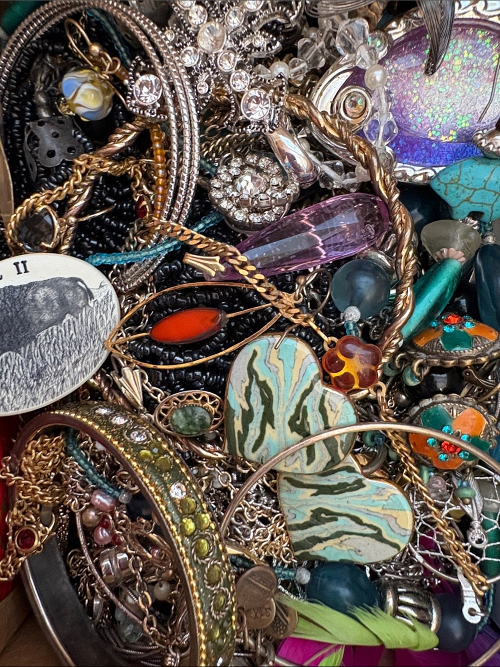 Jewelry, junk light crafters, bundle modern beads rhinestone gold silver vintag